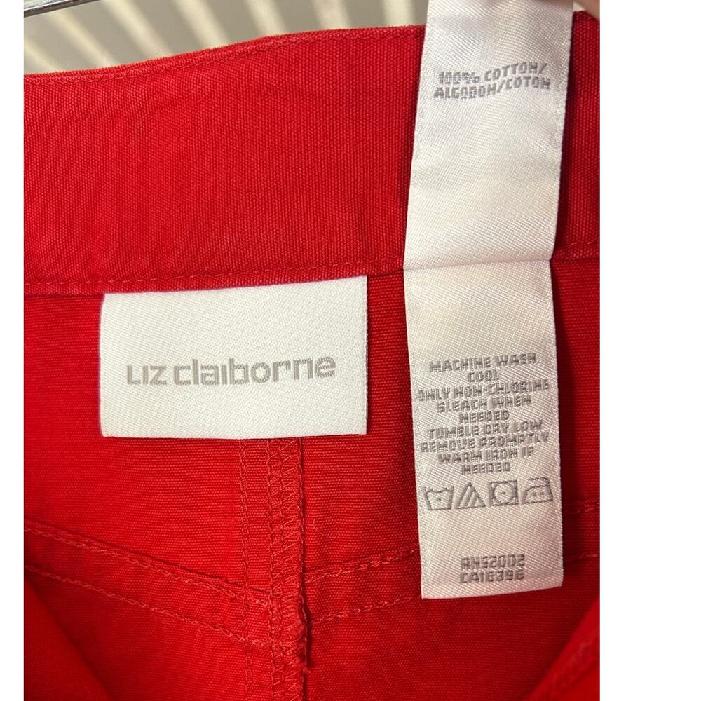 Liz Claiborne Women's Size 6 Red Knee Length Button Pocket Skirt #0385 - Picture 5 of 11